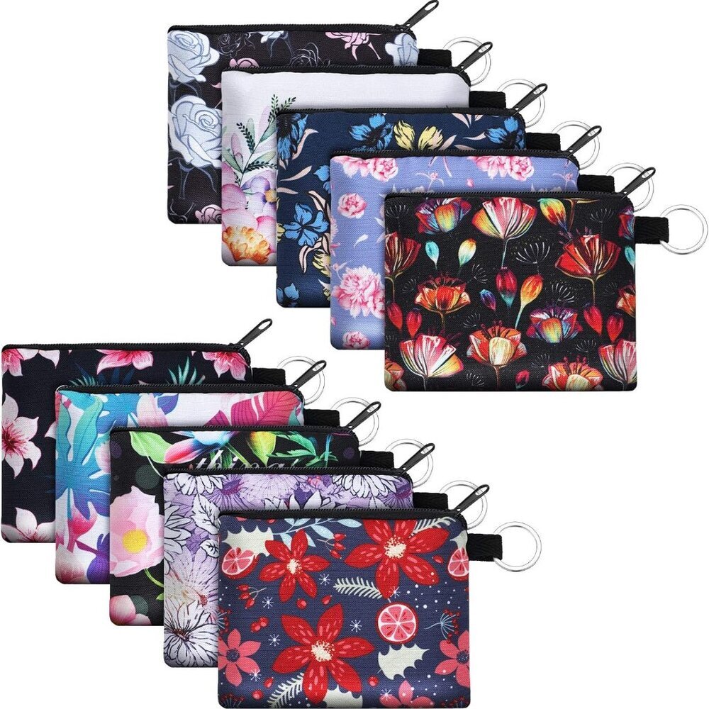10 Pieces Small Coin Purse Boho Change Purse Pouch Mini Wallet Coin Bag with Zip